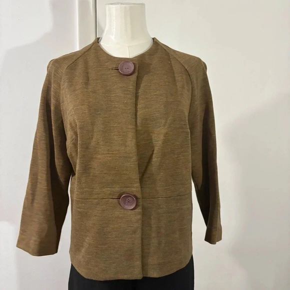 Vintage 100% Wool Women’s Brown Button Cardigan Blouse Size 10 Made In Italy - Picture 1 of 10